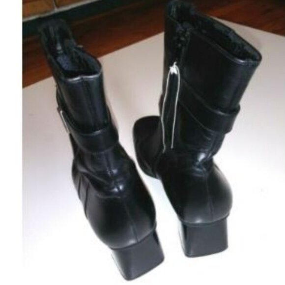 Gabor heeled ankle boots booties Black Leather zippered Hipster style - Picture 4 of 11